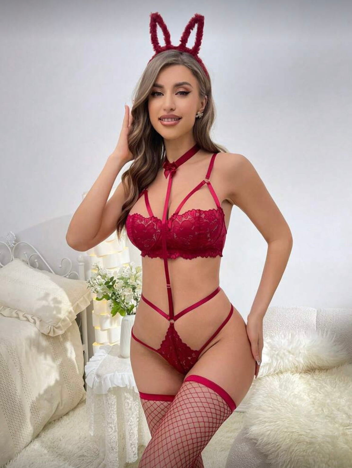 Body conejo con orejas burdeos