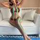 Malla de cuerpo con rayas multicolor